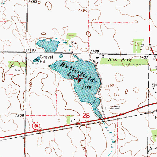 Topographic Map of Butterfield Lake, MN