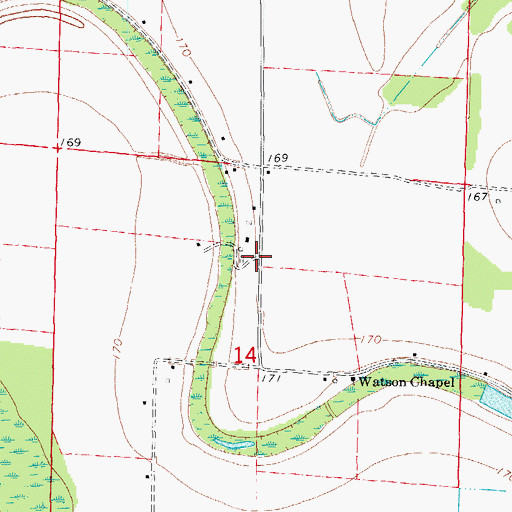 Topographic Map of Mills, AR