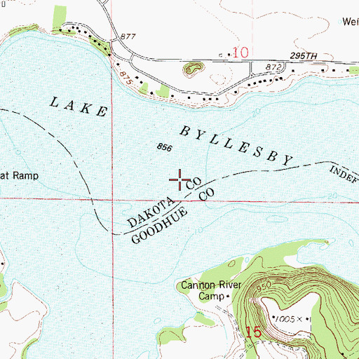 Topographic Map of Lake Byllesby, MN