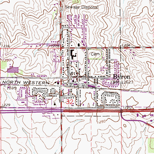 Topographic Map of Byron, MN