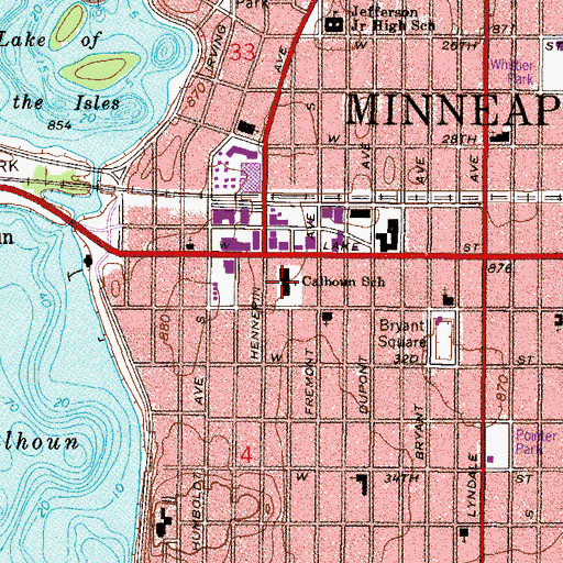 Topographic Map of Calhoun School, MN