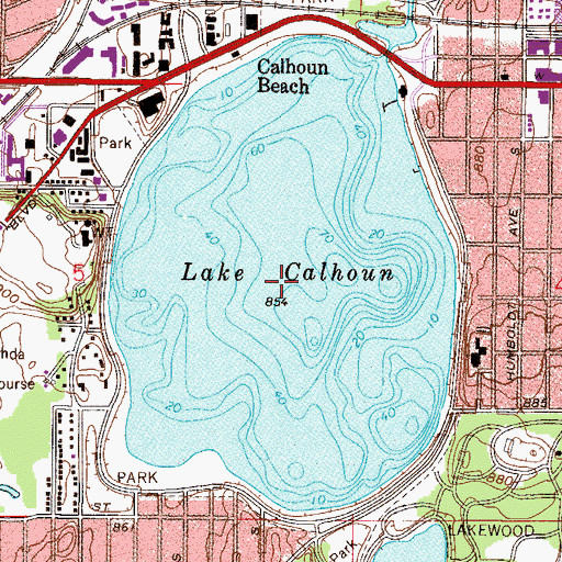 Topographic Map of Lake Calhoun, MN