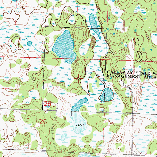 Topographic Map of Callaway State Wildlife Management Area, MN