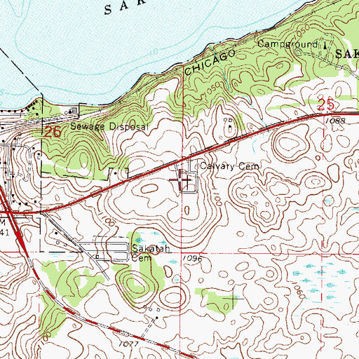 Topographic Map of Calvary Cemetery, MN