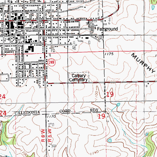 Topographic Map of Calvary Cemetery, MN