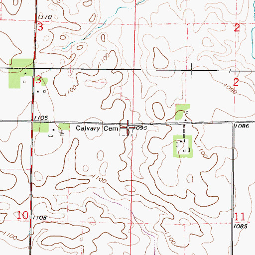 Topographic Map of Calvary Cemetery, MN