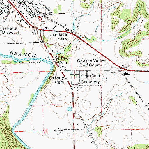 Topographic Map of Calvary Cemetery, MN
