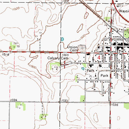 Topographic Map of Calvary Cemetery, MN