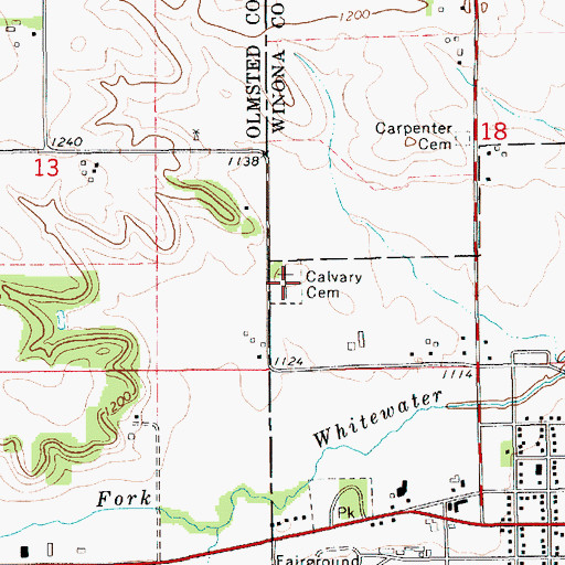 Topographic Map of Calvary Cemetery, MN