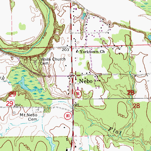 Topographic Map of Nebo School (historical), AR