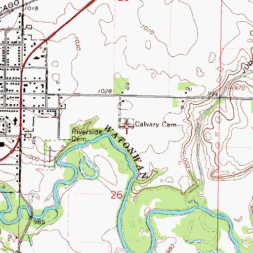 Topographic Map of Calvary Cemetery, MN