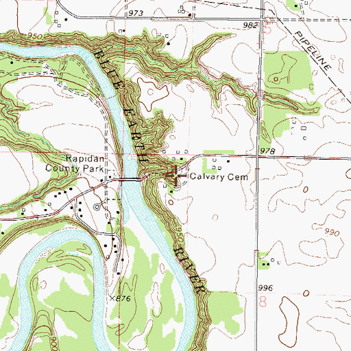 Topographic Map of Calvary Cemetery, MN