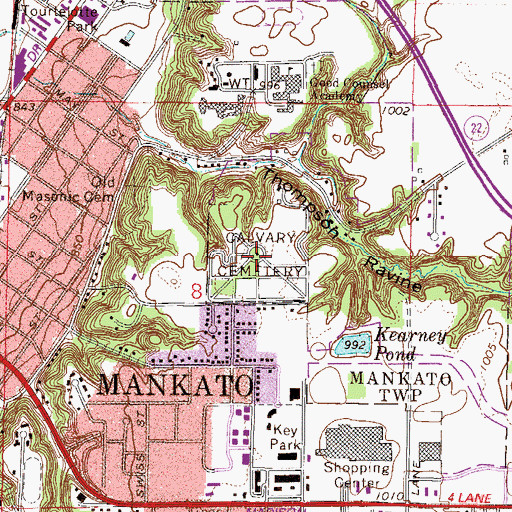 Topographic Map of Calvary Cemetery, MN