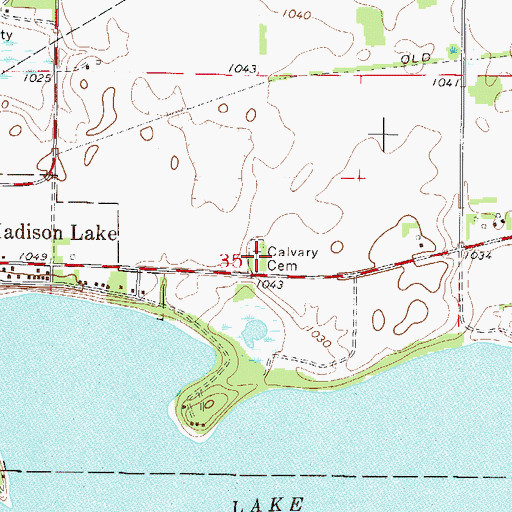 Topographic Map of Calvary Cemetery, MN
