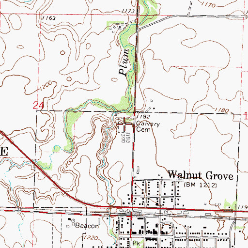 Topographic Map of Calvary Cemetery, MN