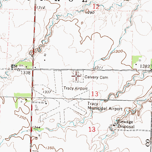 Topographic Map of Saint Mary's Calvary Catholic Cemetery, MN