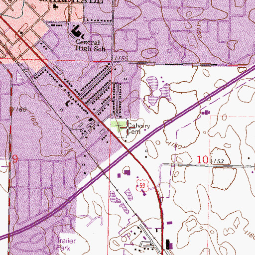 Topographic Map of Calvary Cemetery, MN
