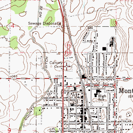 Topographic Map of Calvary Cemetery, MN