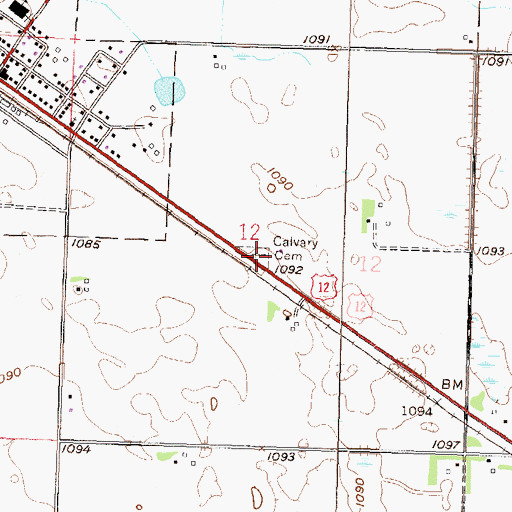 Topographic Map of Calvary Cemetery, MN