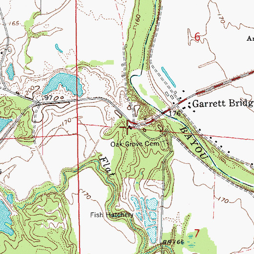 Topographic Map of Oak Grove Church, AR