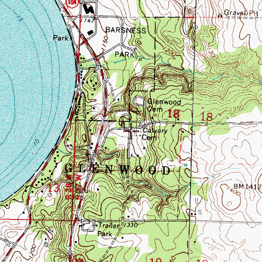 Topographic Map of Calvary Cemetery, MN