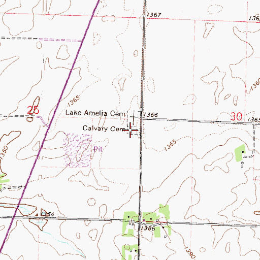 Topographic Map of Calvary Cemetery, MN
