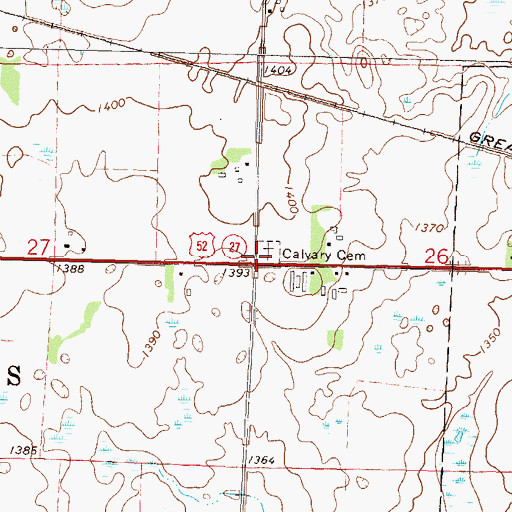 Topographic Map of Calvary Cemetery, MN