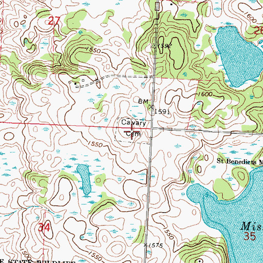 Topographic Map of Calvary Cemetery, MN