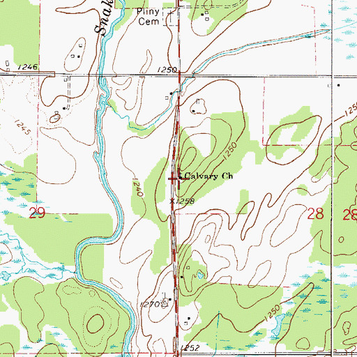 Topographic Map of Calvary Church, MN