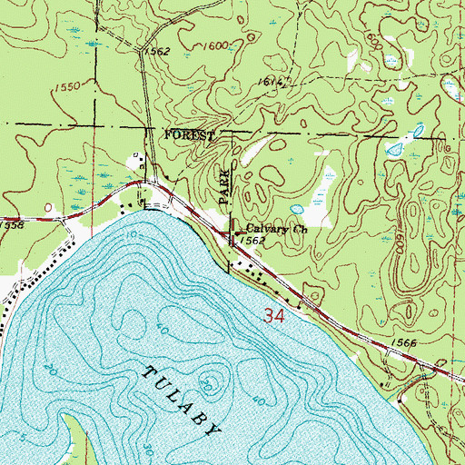Topographic Map of Calvary Church, MN