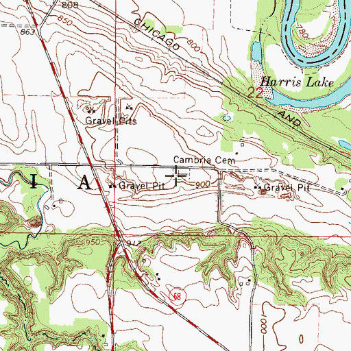 Topographic Map of Cambria Cemetery, MN