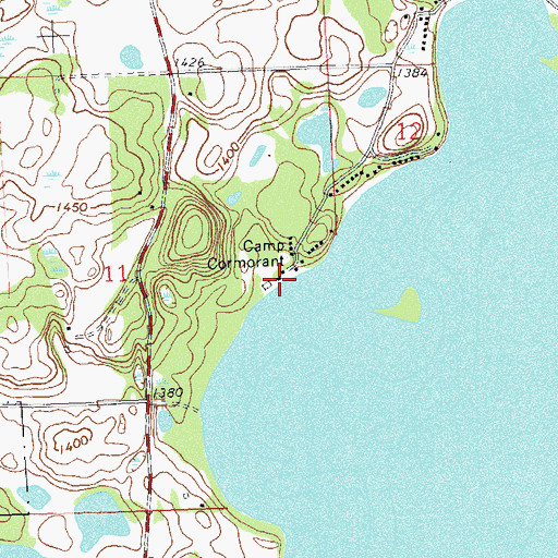 Topographic Map of Camp Cormorant, MN