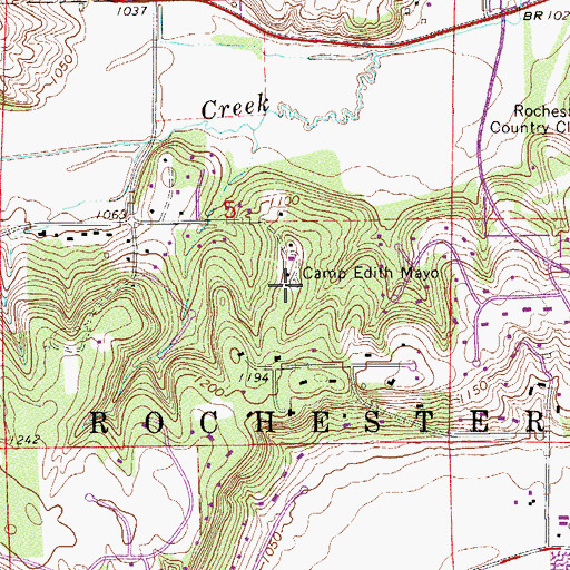 Topographic Map of Camp Edith Mayo, MN