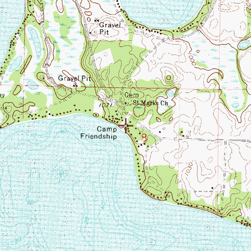 Topographic Map of Camp Friendship, MN