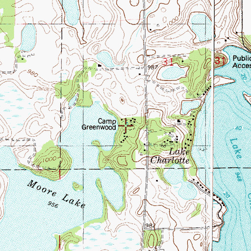 Topographic Map of Camp Greenwood, MN