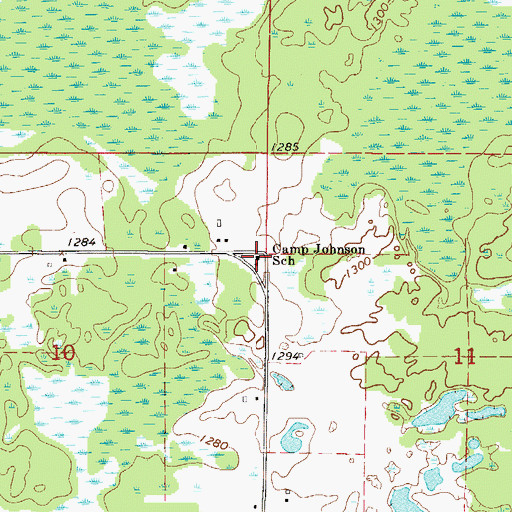 Topographic Map of Camp Johnson School, MN