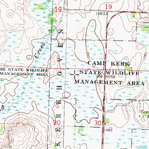 Topographic Map of Camp Kerk State Wildlife Management Area, MN