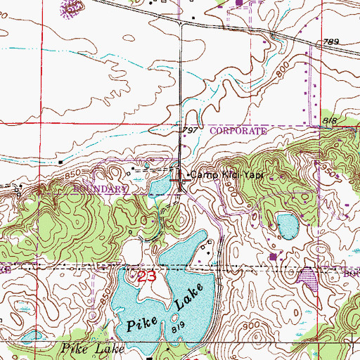 Topographic Map of Camp Kici-Yapi, MN