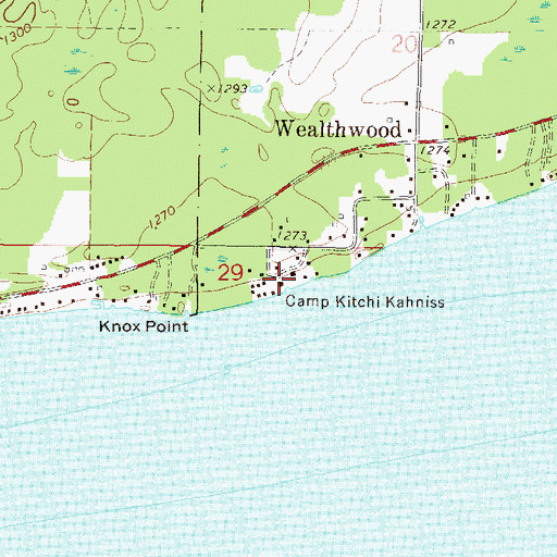 Topographic Map of Camp Kitchi Kahniss, MN