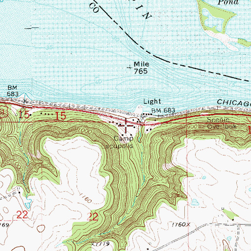 Topographic Map of Camp Lacupolis, MN