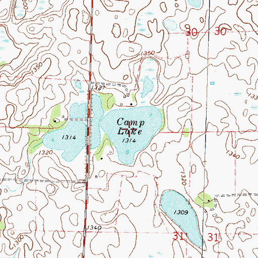 Topographic Map of Camp Lake, MN