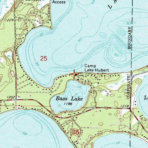 Topographic Map of Camp Lake Hubert, MN
