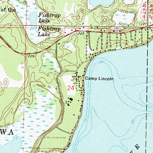 Topographic Map of Camp Lincoln, MN