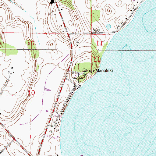 Topographic Map of Camp Manakiki, MN