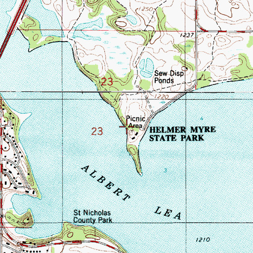 Topographic Map of Camp Moraine, MN