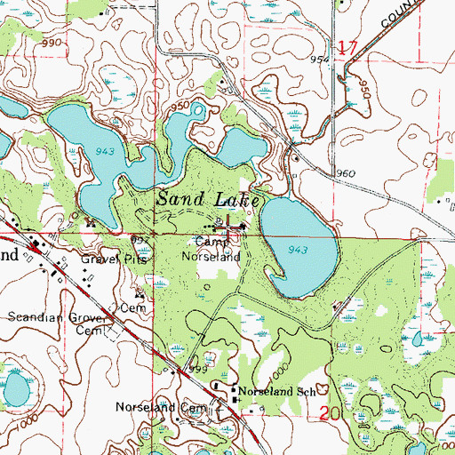 Topographic Map of Camp Norseland, MN