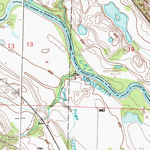 Topographic Map of Camp Pope Creek, MN