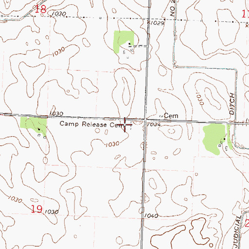 Topographic Map of Camp Release Cemetery, MN
