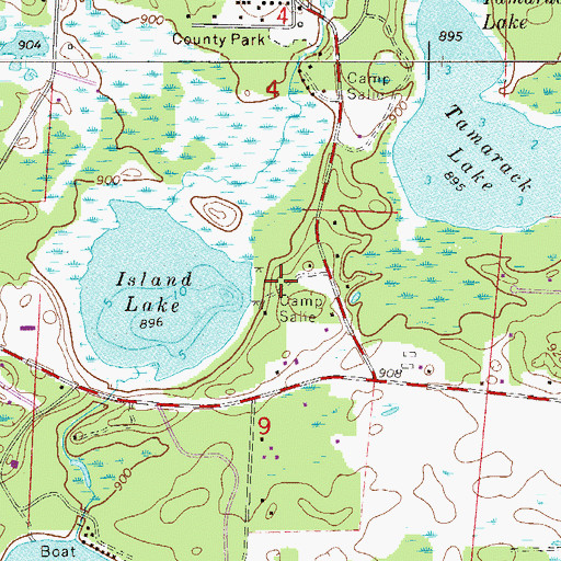 Topographic Map of Camp Salie, MN