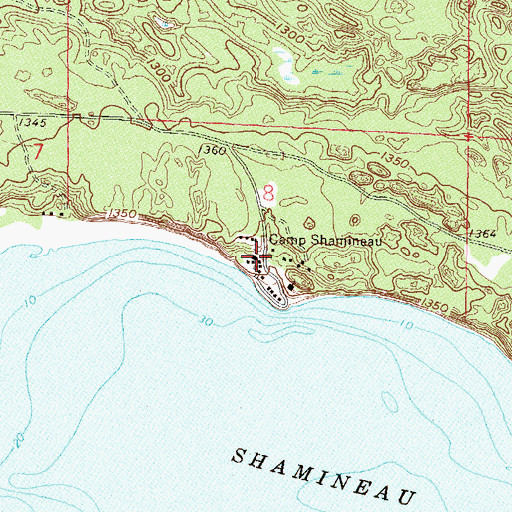 Topographic Map of Camp Shamineau, MN